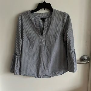 J crew blue and white stripe bell sleeves